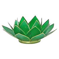 Lotus sfeerlicht groen/goudrand 4e chakra